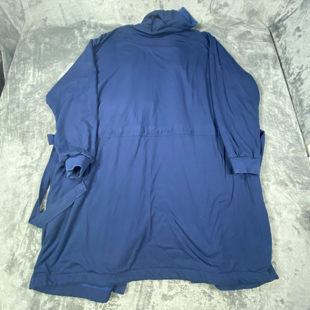 Dude Robe Bath Robe Blue 2XL 3X Cotton Blend Hooded Belt Terry Cloth Long Sleeve - Picture 6 of 7